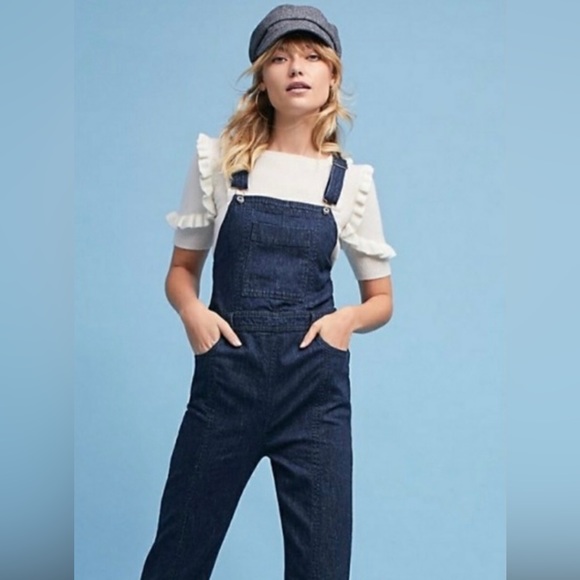 Pilcro and the Letterpress Pants - Anthropologie: Pilcro and the Letterpress blue denim overalls, Size 27